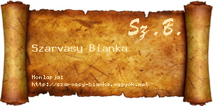 Szarvasy Bianka névjegykártya
